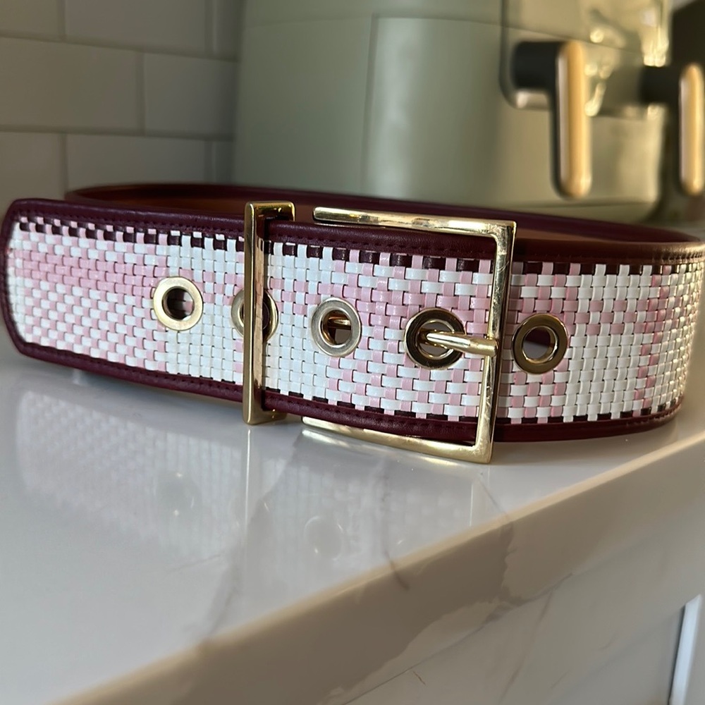 Maison Boinet Exclusive Plaid Waist Belt, 37.5 inches long.